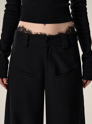 Vintage Loose Wool Low Rise Casual Pants