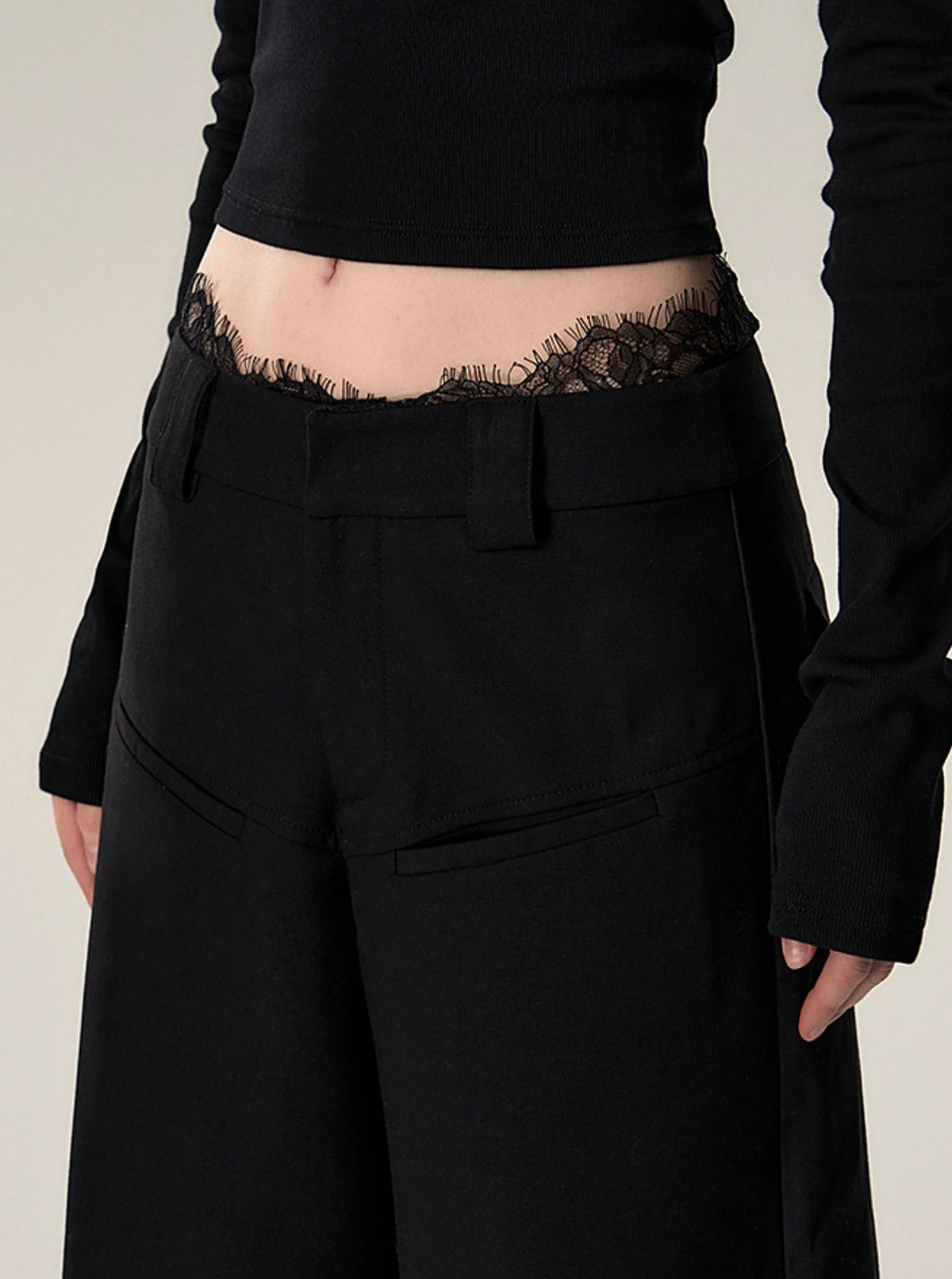 Vintage Loose Wool Low Rise Casual Pants