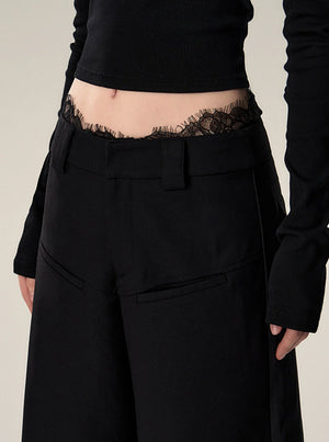 Vintage Loose Wool Low Rise Casual Pants
