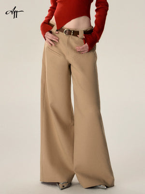 Vintage Loose Wool Low Rise Casual Pants