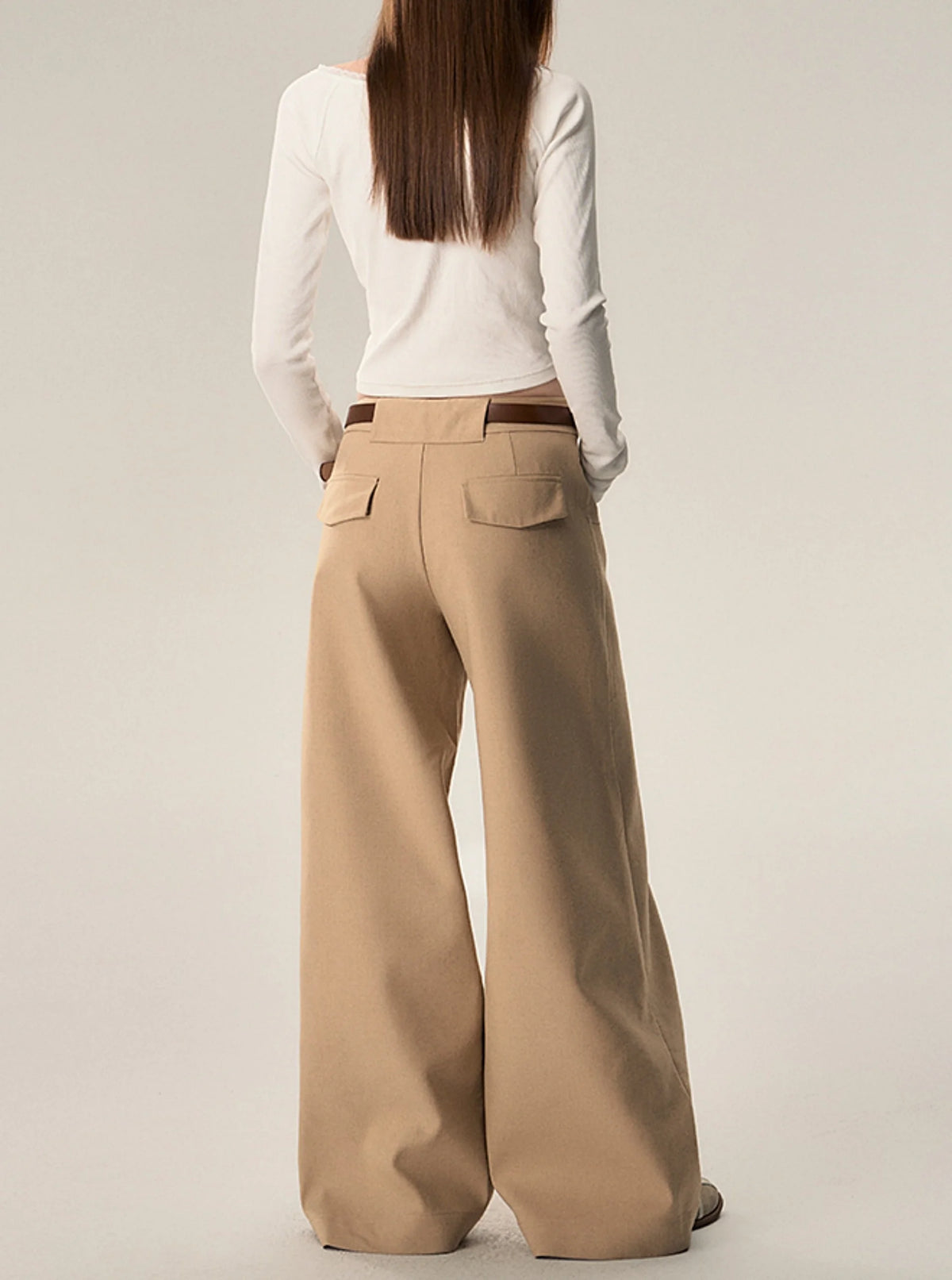 Vintage Loose Wool Low Rise Casual Pants