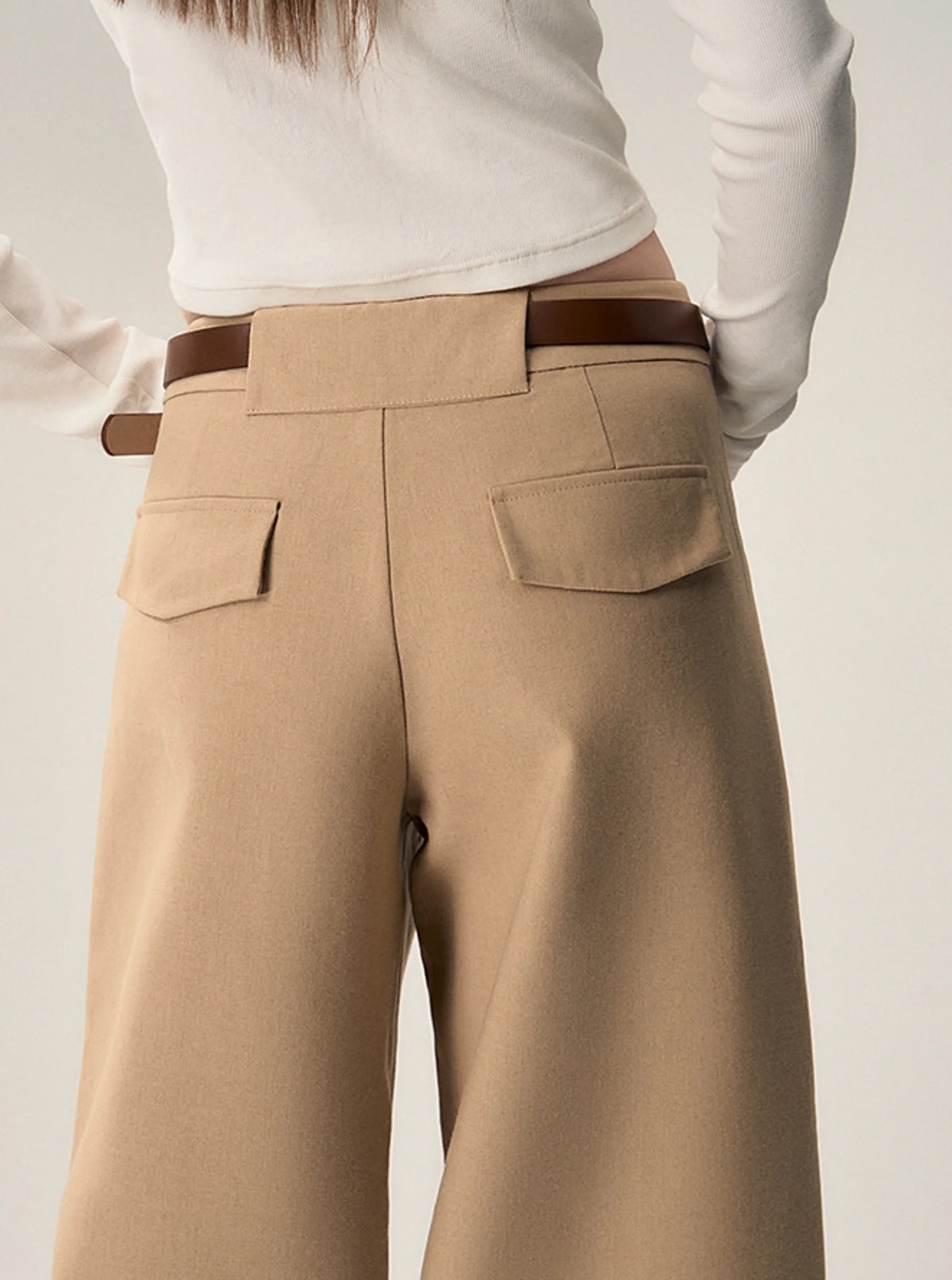 Vintage Loose Wool Low Rise Casual Pants