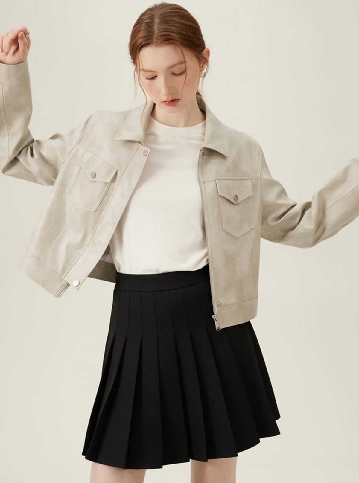 Vintage Maillard Leather Crop Jacket