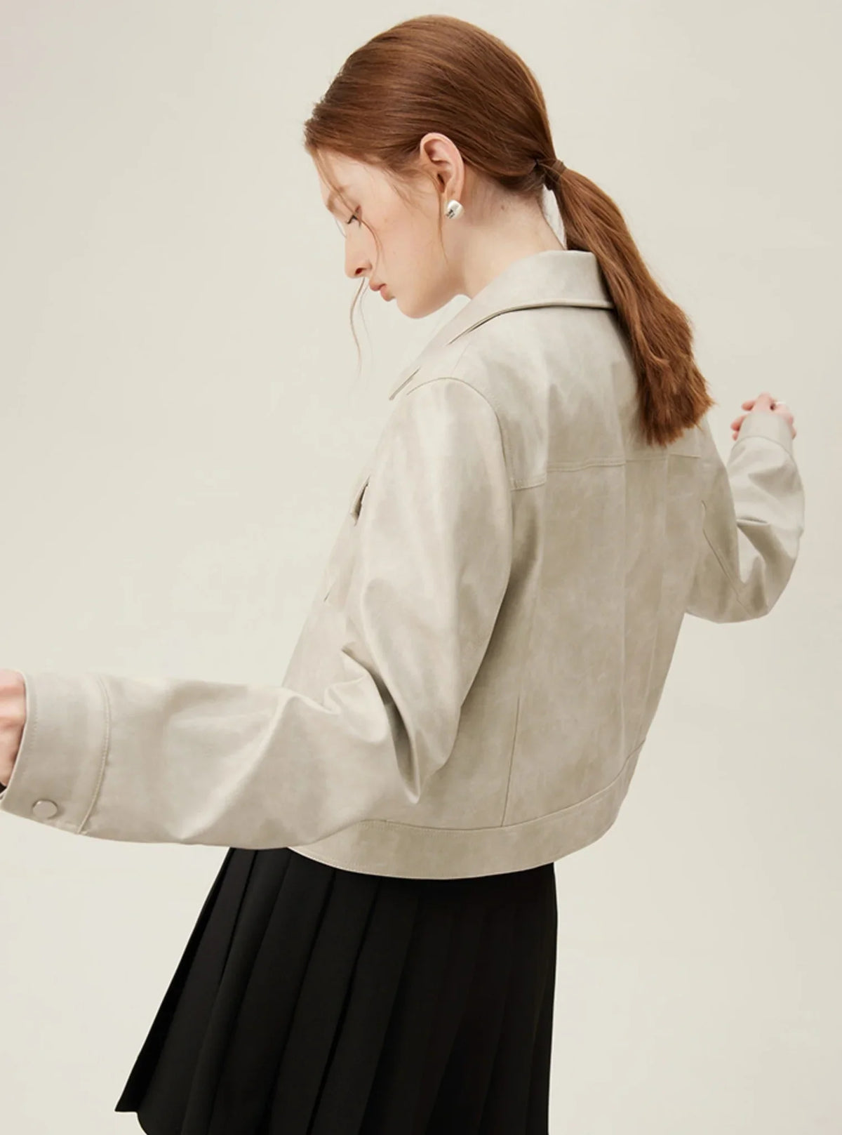 Vintage Maillard Leather Crop Jacket