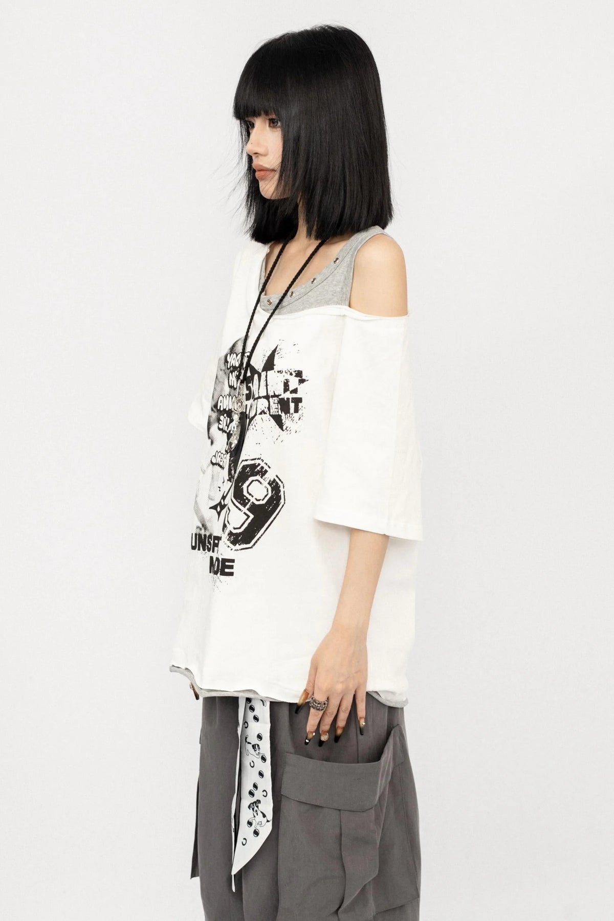 Vintage Off-Shoulder Loose T-Shirt