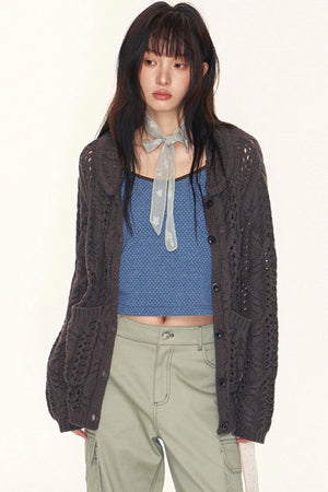 Vintage Petal Collar Cardigan