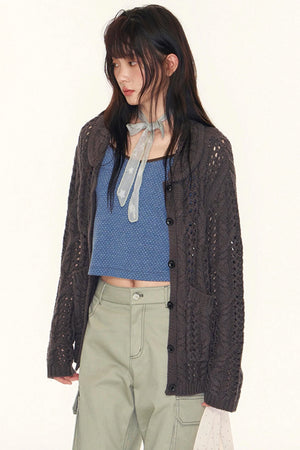 Vintage Petal Collar Cardigan