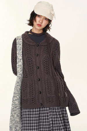 Vintage Petal Collar Cardigan