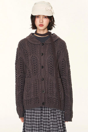 Vintage Petal Collar Cardigan