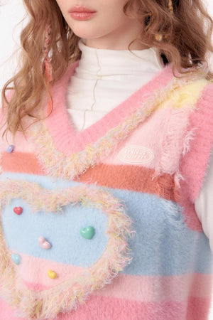 Vintage Pink Knitted V-Neck Sweater Vest