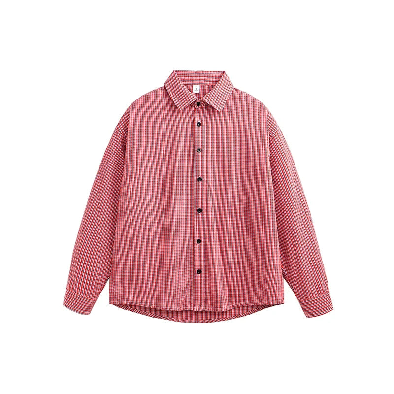 Vintage Plaid Lapel Shirt & Top Set-Up