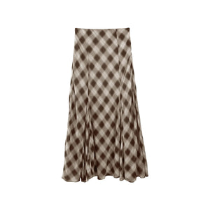 Vintage Plaid Mesh Maxi Skirt