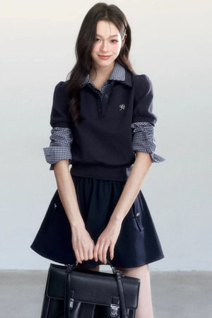 Vintage Plaid Polo Blouse