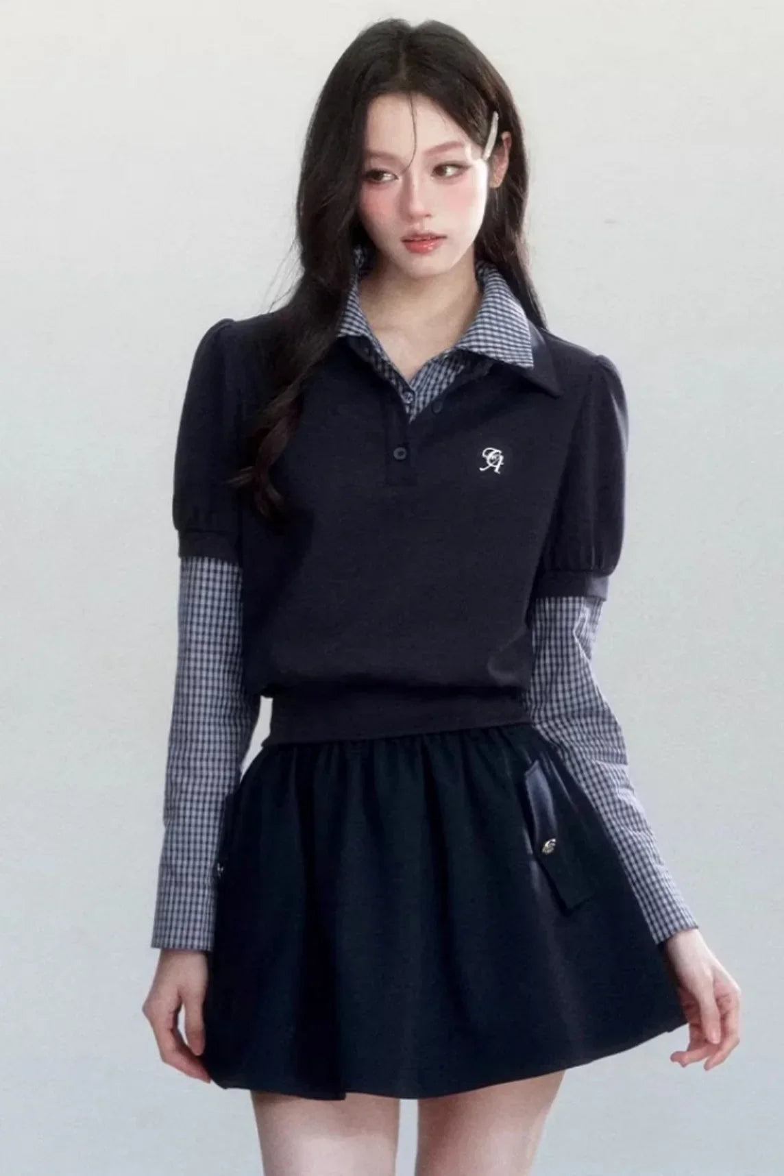 Vintage Plaid Polo Blouse
