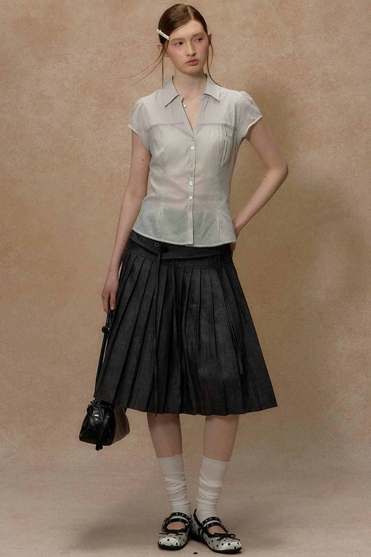Vintage Plaid Puff Sleeve Blouse