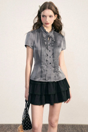 Vintage Pleated A-line Skirt