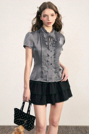 Vintage Pleated A-line Skirt