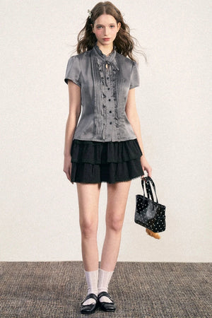 Vintage Pleated A-line Skirt
