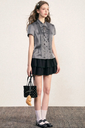 Vintage Pleated A-line Skirt