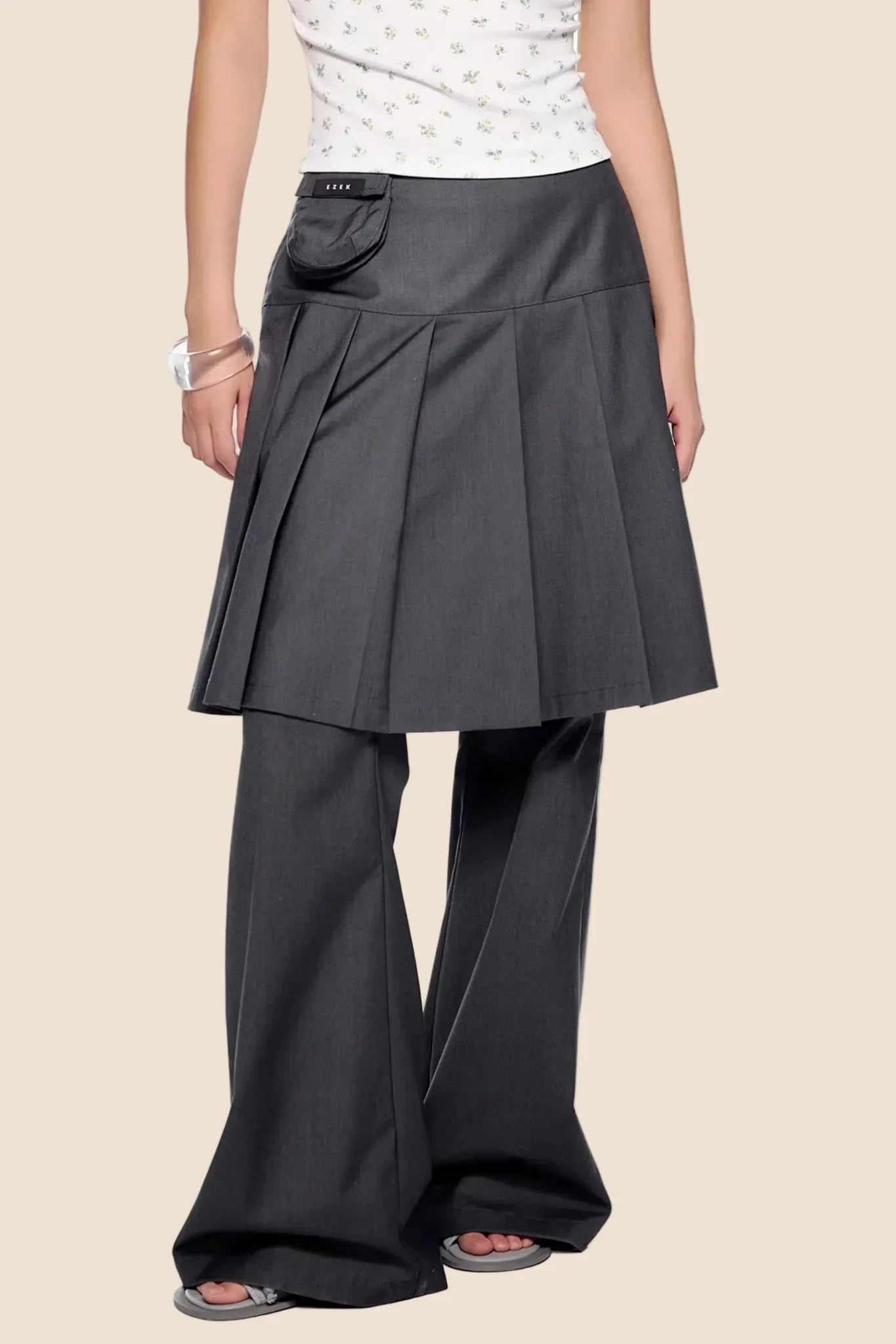 Vintage Pleated Flared Pants