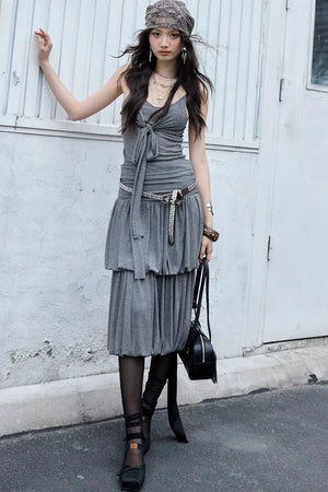 Vintage Pleated Knit Top Set-Up
