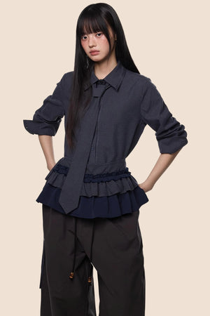 Vintage Pleated Plaid Shirt