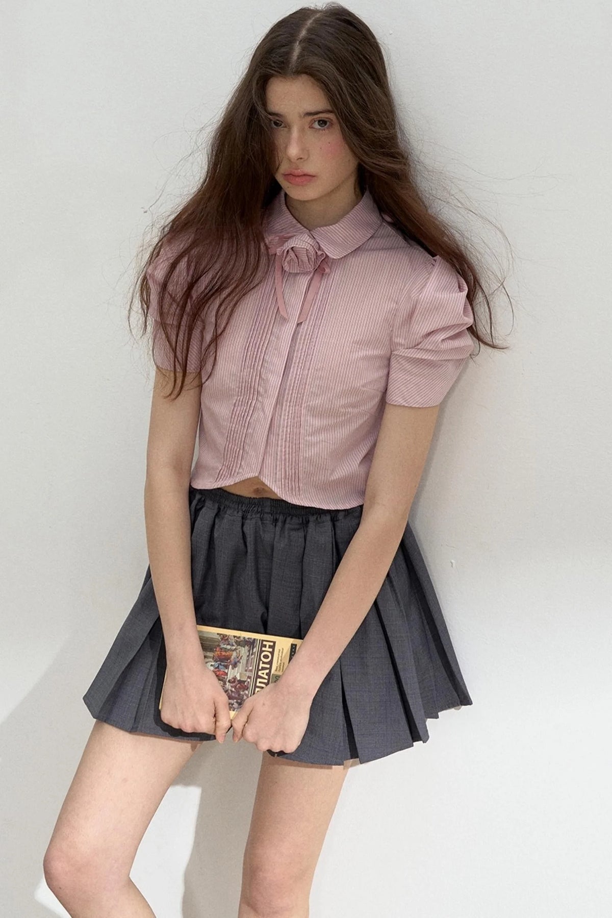 Vintage Pleated Striped Shirt