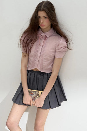 Vintage Pleated Striped Shirt