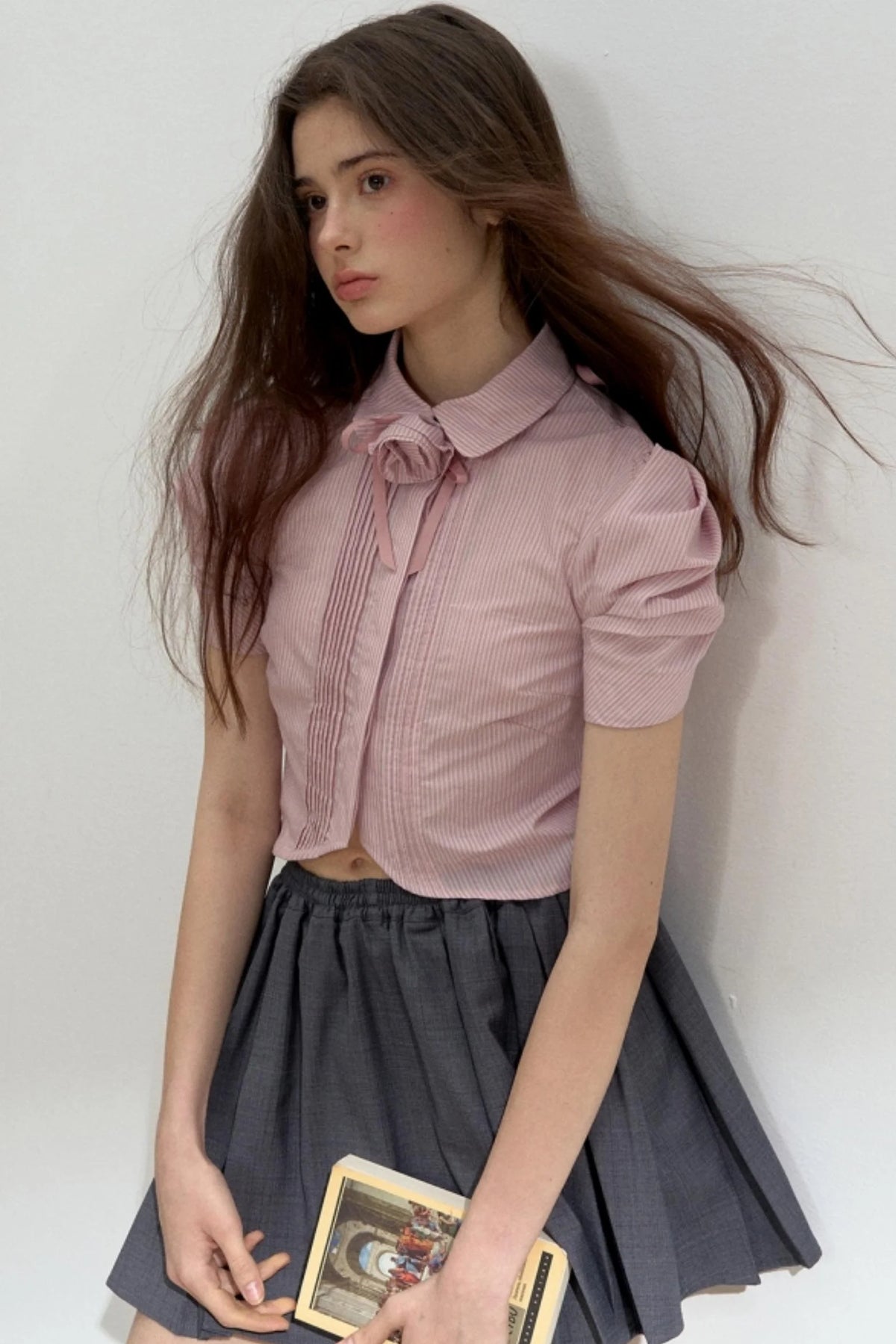 Vintage Pleated Striped Shirt
