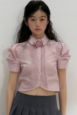 Vintage Pleated Striped Shirt