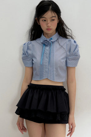 Vintage Pleated Striped Shirt