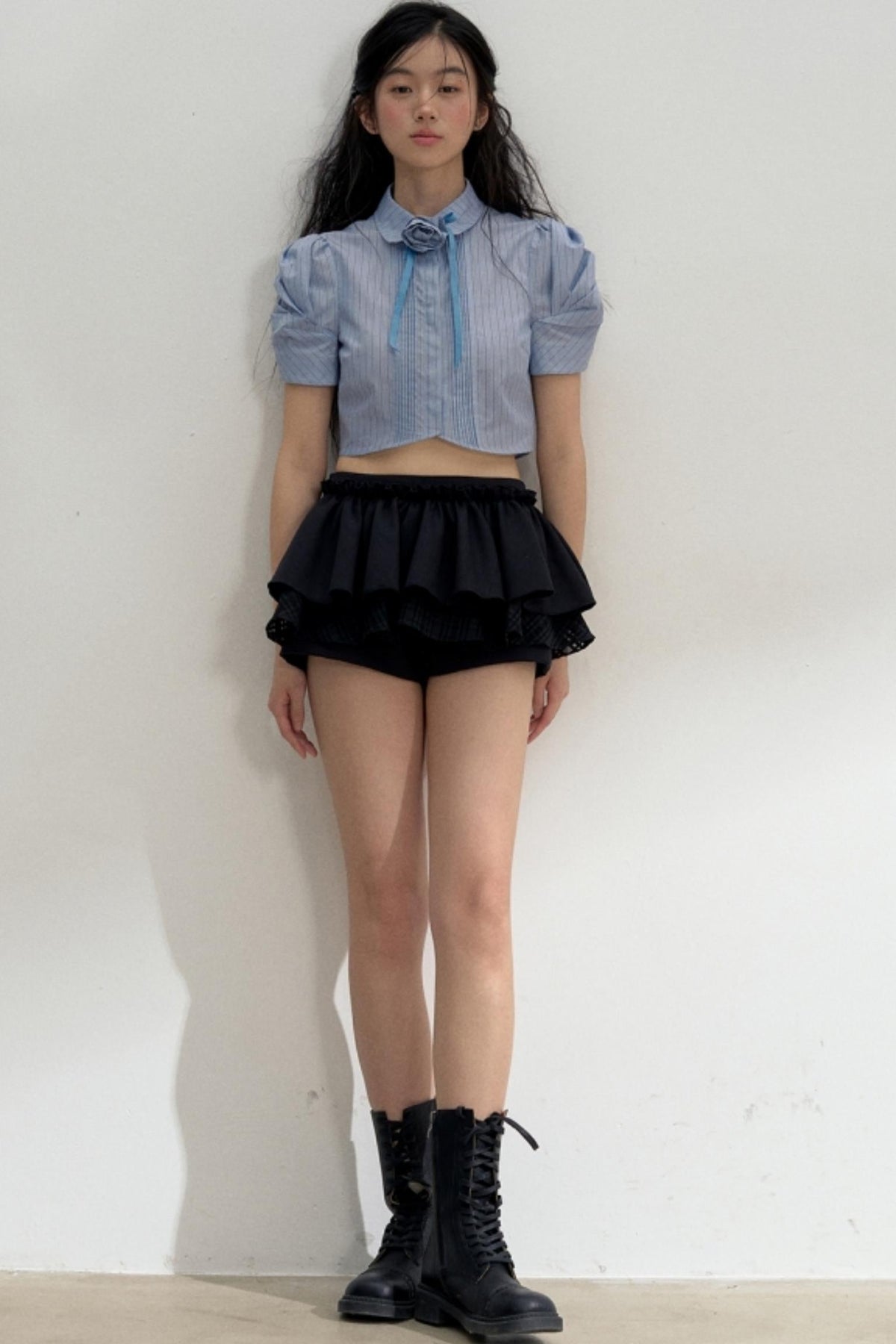 Vintage Pleated Striped Shirt