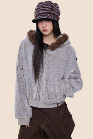 Vintage Polar Fleece Hooded Jacket