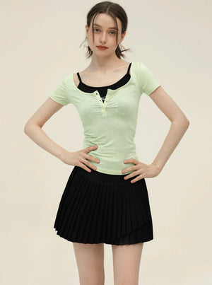 Vintage Polka Dot Slim Camisole Top Set-Up
