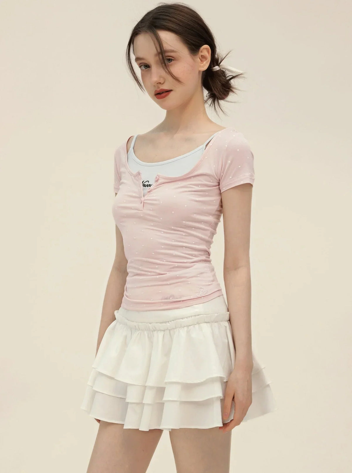 Vintage Polka Dot Slim Camisole Top Set-Up