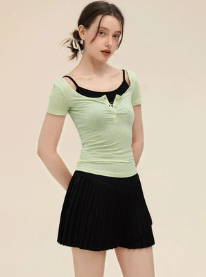 Vintage Polka Dot Slim Camisole Top Set-Up