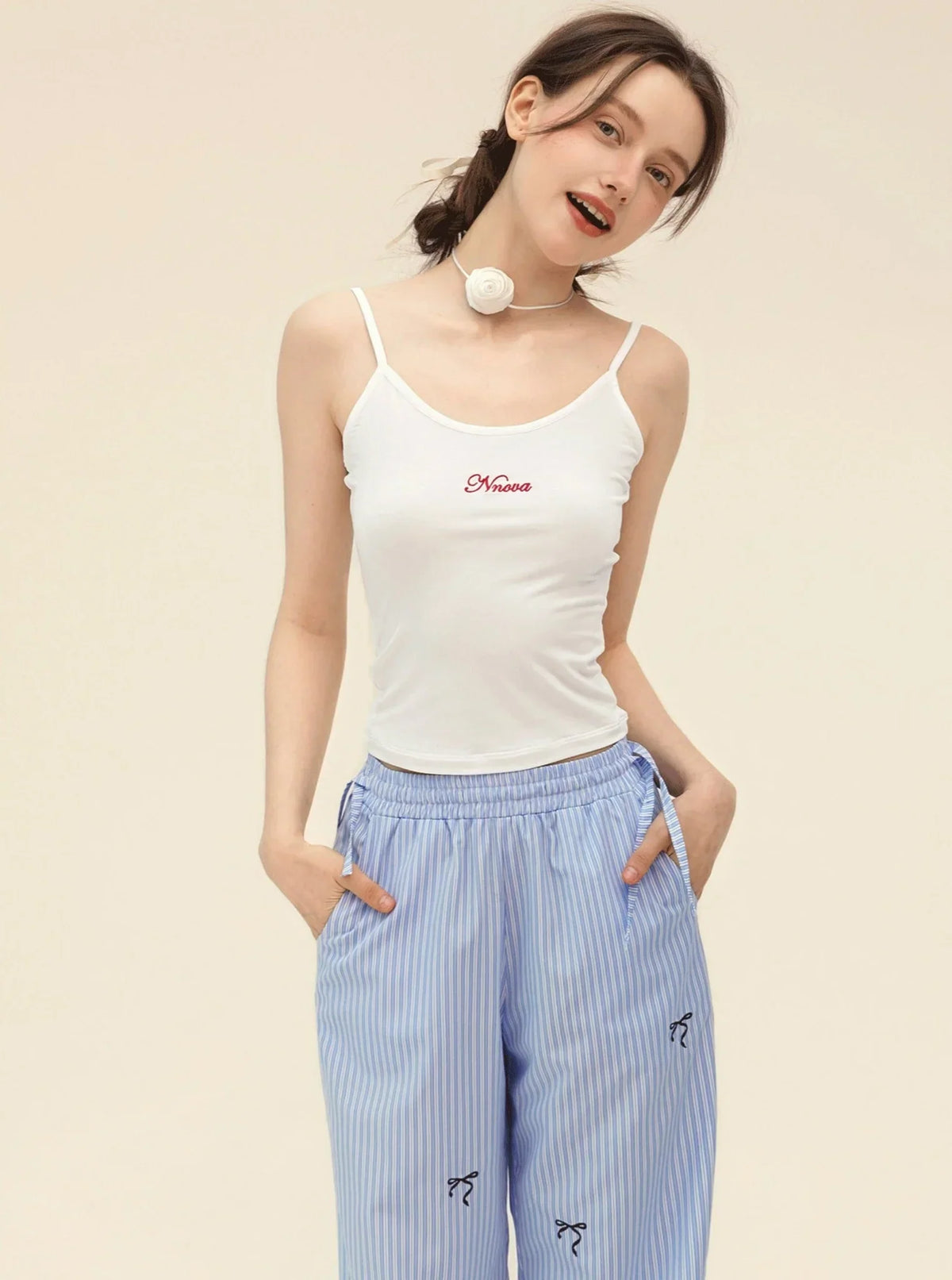 Vintage Polka Dot Slim Camisole Top Set-Up
