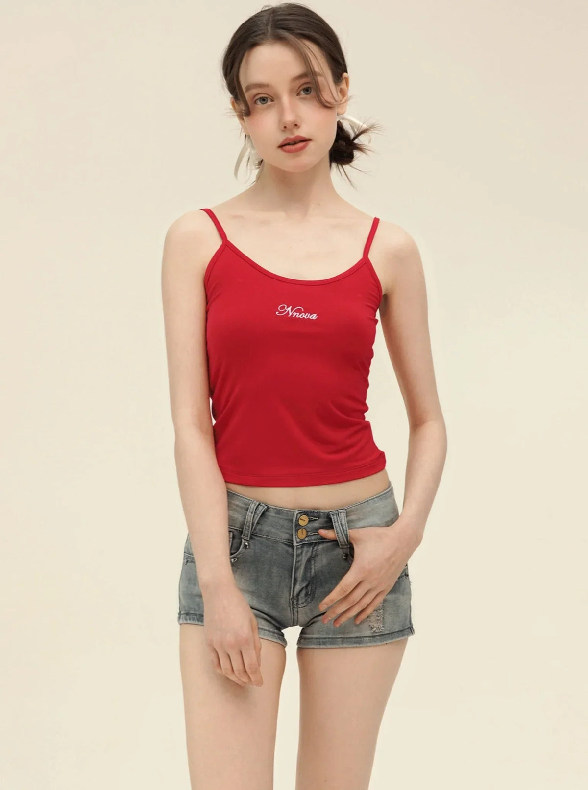 Vintage Polka Dot Slim Camisole Top Set-Up