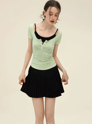 Vintage Polka Dot Slim Camisole Top Set-Up