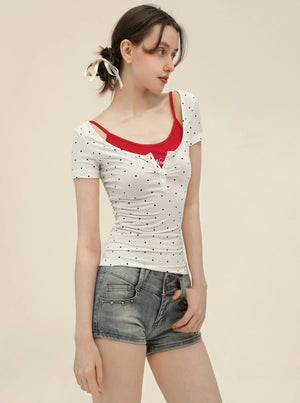 Vintage Polka Dot Slim Camisole Top Set-Up