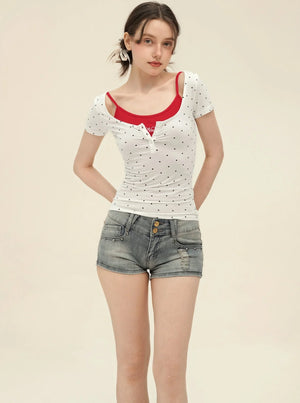 Vintage Polka Dot Slim Camisole Top Set-Up