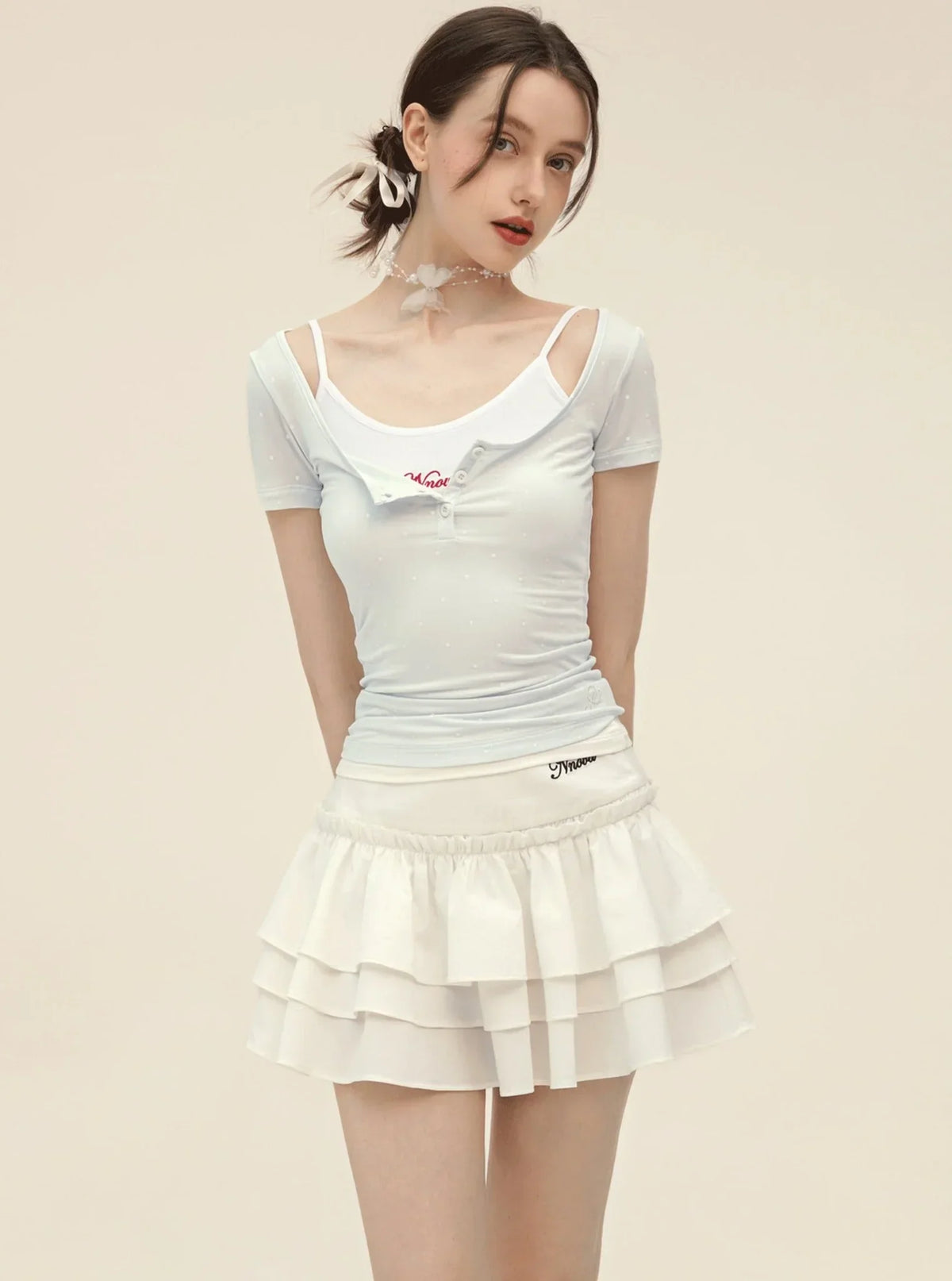 Vintage Polka Dot Slim Camisole Top Set-Up