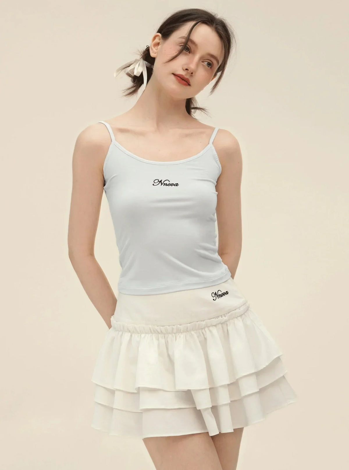 Vintage Polka Dot Slim Camisole Top Set-Up