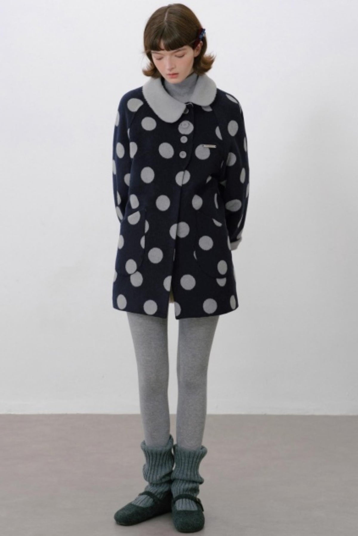 Vintage Polka Dot Woolen Jacket