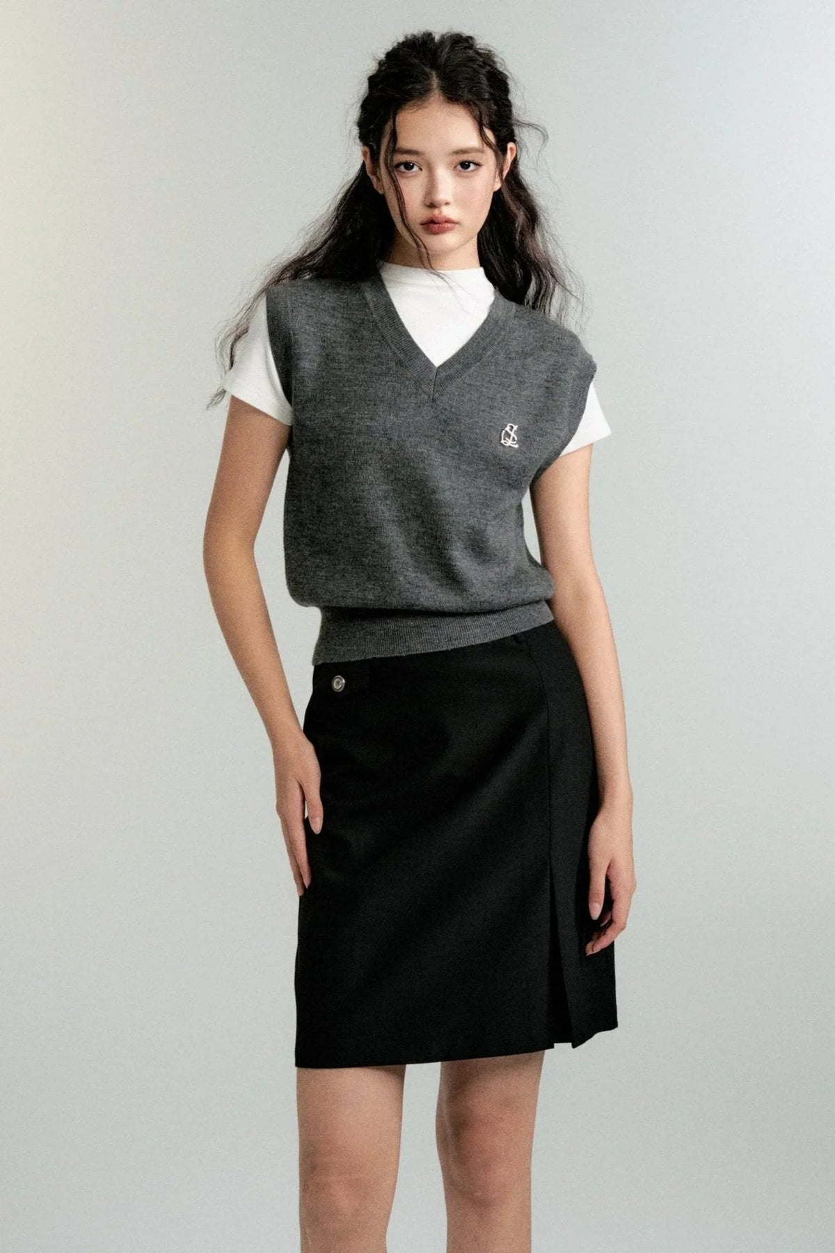 Vintage Preppy V-Neck Wool Knit Vest