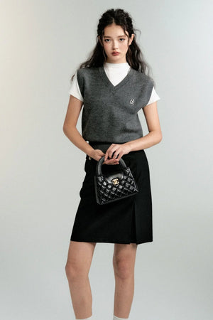 Vintage Preppy V-Neck Wool Knit Vest