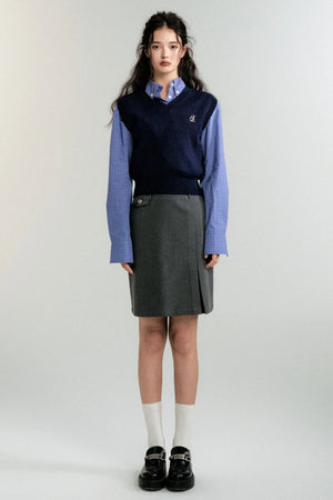 Vintage Preppy V-Neck Wool Knit Vest