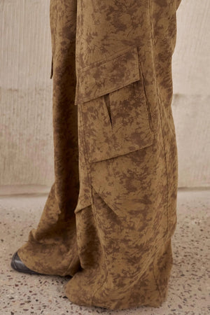 Vintage Print Loose Cargo Pants