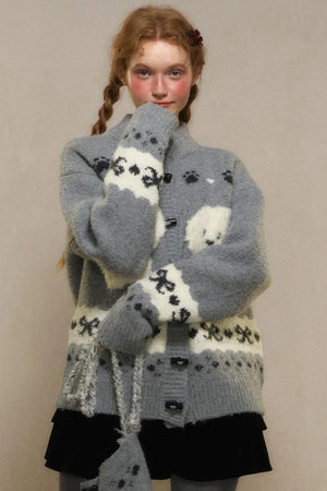 Vintage Puppy Knit Sweater Jacket Set-Up