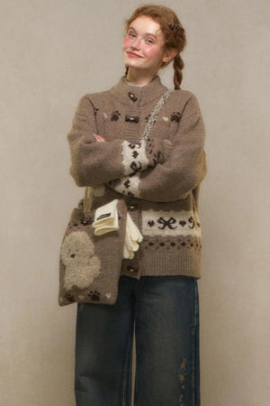 Vintage Puppy Knit Sweater Jacket Set-Up